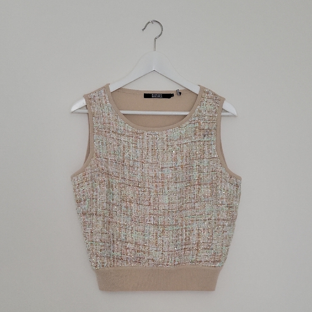 Badgley Mischka Multicolor Tweed Sleeveless Top